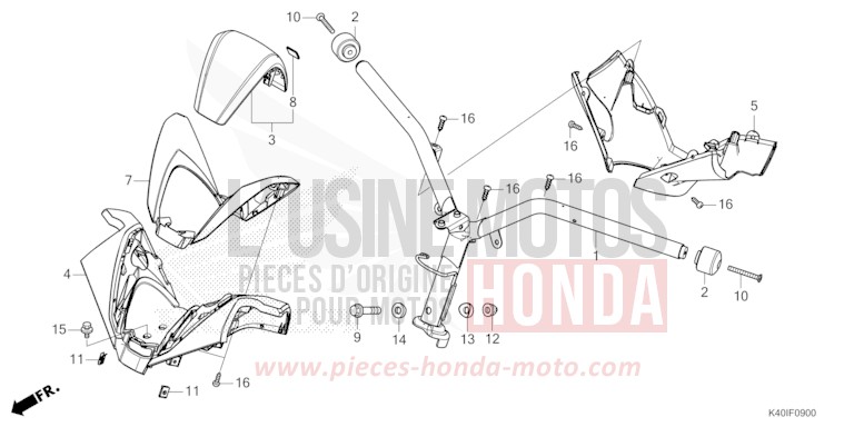 STEERING HANDLE/HANDLE COVER for Forza 125 MAT CARNELIAN RED METALLIC (R384) from 2022